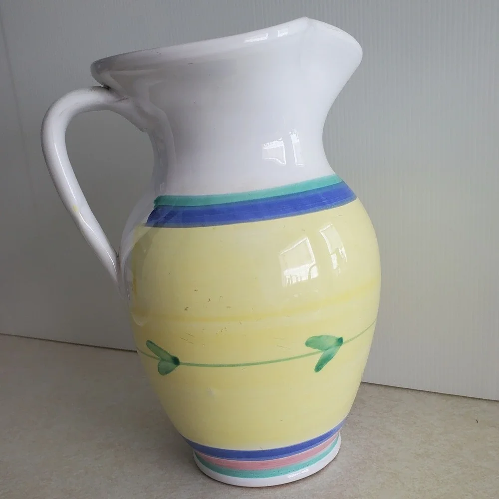 Caleca Ceramiche 64 OZ Pitcher Ceramic Carousel Hand Painted Country Cottage